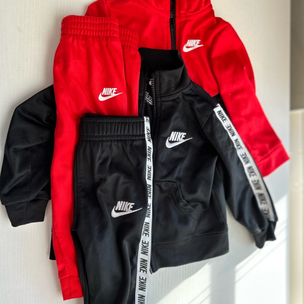 Nike Logo Taping Tricot Jacket & Pants Sets Toddler Boys 12Mos| Red/Black/White